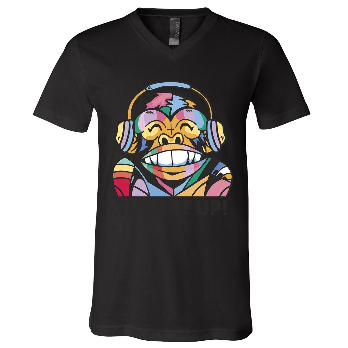 Turn It Up Music Monkey V-Neck T-Shirt