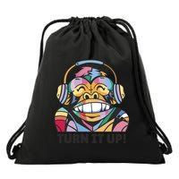 Turn It Up Music Monkey Drawstring Bag