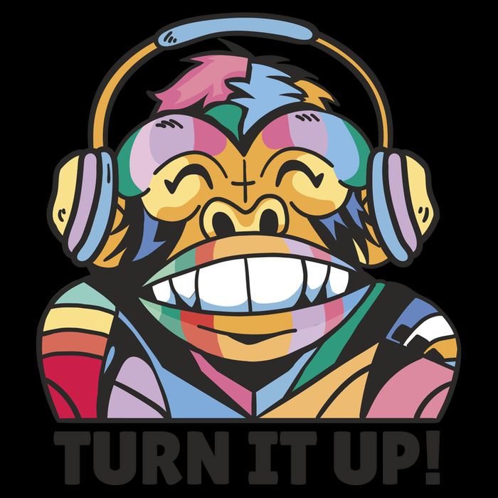 Turn It Up Music Monkey Drawstring Bag