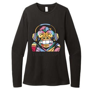 Turn It Up Music Monkey Womens CVC Long Sleeve Shirt