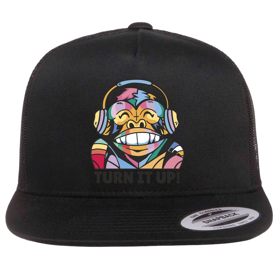 Turn It Up Music Monkey Flat Bill Trucker Hat