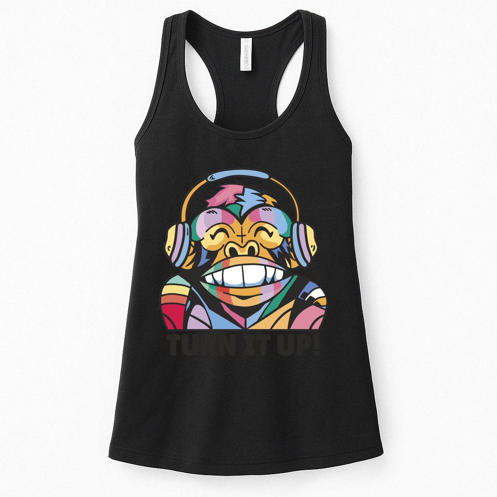 Turn It Up Music Monkey Womens Tank Top