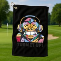 Turn It Up Music Monkey Golf Towel