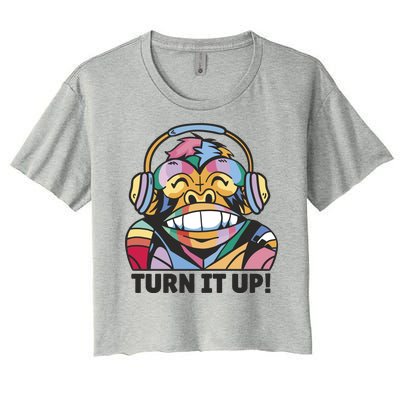 Turn It Up Music Monkey Women's Crop Top Tee