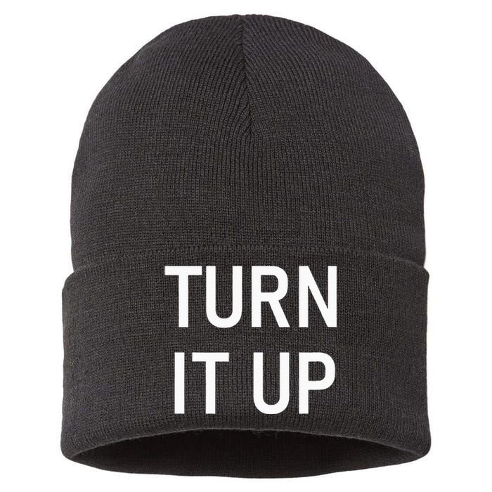 Turn It Up Funny Jokes Sarcastic Sustainable Knit Beanie