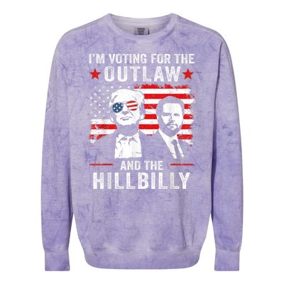 Trump Im Voting For The Outlaw And Hillbilly Trump Vance Colorblast Crewneck Sweatshirt