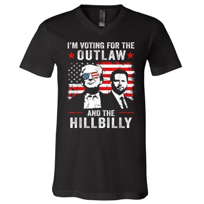 Trump Im Voting For The Outlaw And Hillbilly Trump Vance V-Neck T-Shirt