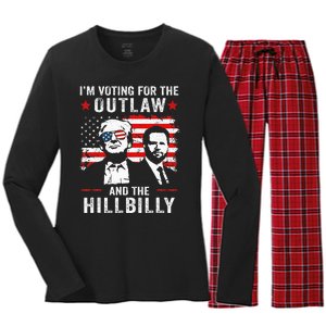 Trump IM Voting For The Outlaw And Hillbilly Trump Vance Women's Long Sleeve Flannel Pajama Set 