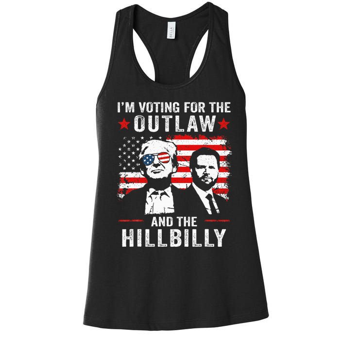 Trump IM Voting For The Outlaw And Hillbilly Trump Vance Women's Racerback Tank