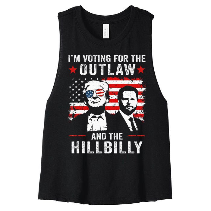 Trump IM Voting For The Outlaw And Hillbilly Trump Vance Women's Racerback Cropped Tank