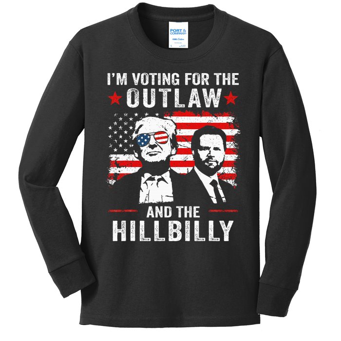 Trump IM Voting For The Outlaw And Hillbilly Trump Vance Kids Long Sleeve Shirt