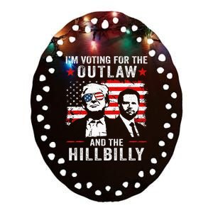 Trump IM Voting For The Outlaw And Hillbilly Trump Vance Ceramic Oval Ornament