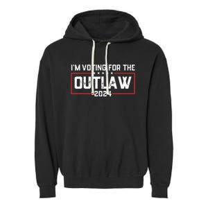 Trump IM Voting For The Outlaw 2024 Election Maga Trump Garment-Dyed Fleece Hoodie