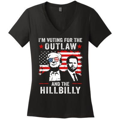 Trump IM Voting For The Outlaw And Hillbilly Trump Vance Women's V-Neck T-Shirt