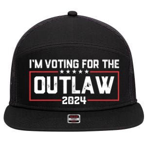 Trump IM Voting For The Outlaw 2024 Election Maga Trump Gift 7 Panel Mesh Trucker Snapback Hat