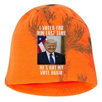 Trump I Voted For Him Last Time HeS Got My Vote Kati - Camo Knit Beanie