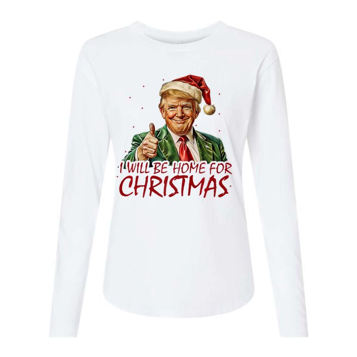 Trump I Will Be Home For Christmas Womens Cotton Relaxed Long Sleeve T-Shirt