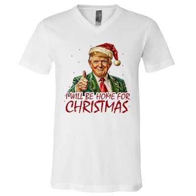 Trump I Will Be Home For Christmas V-Neck T-Shirt