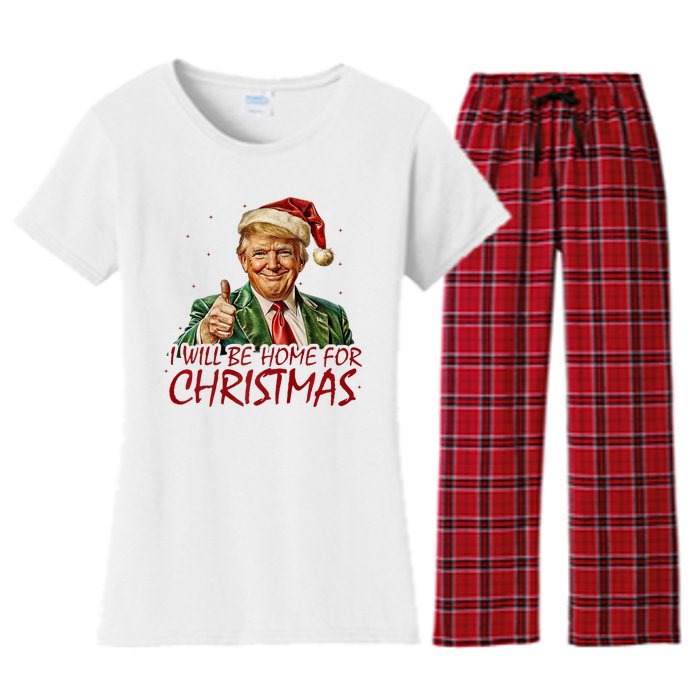 Trump I Will Be Home For Christmas Women's Flannel Pajama Set