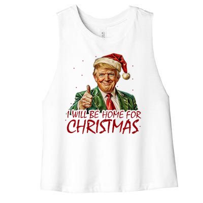 Trump I Will Be Home For Christmas Women's Racerback Cropped Tank