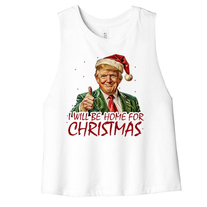 Trump I Will Be Home For Christmas Women's Racerback Cropped Tank