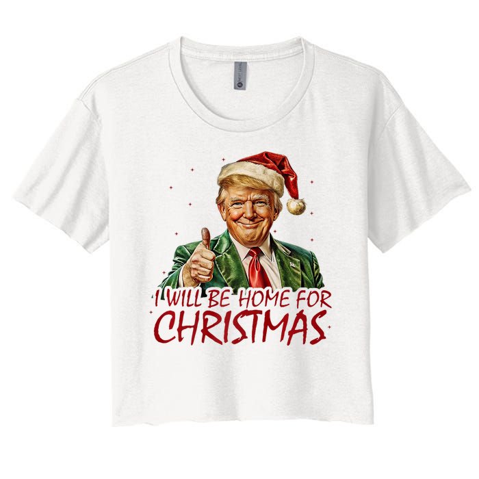 Trump I Will Be Home For Christmas Women's Crop Top Tee