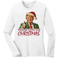 Trump I Will Be Home For Christmas Ladies Long Sleeve Shirt