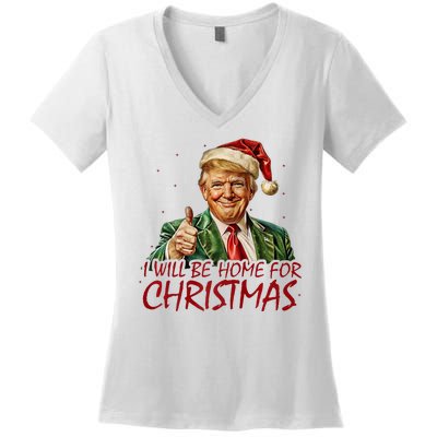 Trump I Will Be Home For Christmas Women's V-Neck T-Shirt