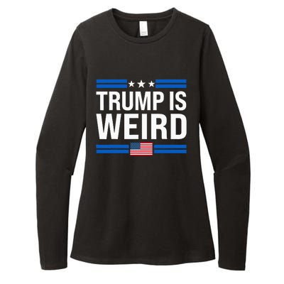 Trump Is Weird Us Flag Funny Anti Trump Vintage Womens CVC Long Sleeve Shirt