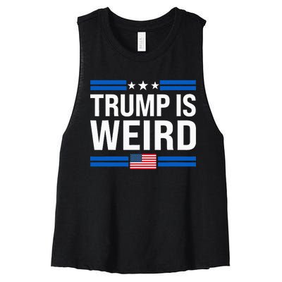 Trump Is Weird Us Flag Funny Anti Trump Vintage Women's Racerback Cropped Tank