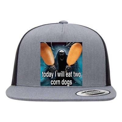 Today I Will Eat Two Corn Dogs Meme Silly Flat Bill Trucker Hat