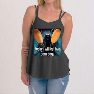 Today I Will Eat Two Corn Dogs Meme Silly Women's Strappy Tank