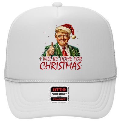 Trump I Will Be Home For Christmas High Crown Mesh Back Trucker Hat