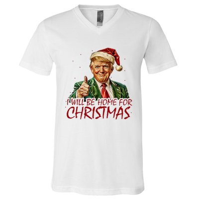 Trump I Will Be Home For Christmas V-Neck T-Shirt