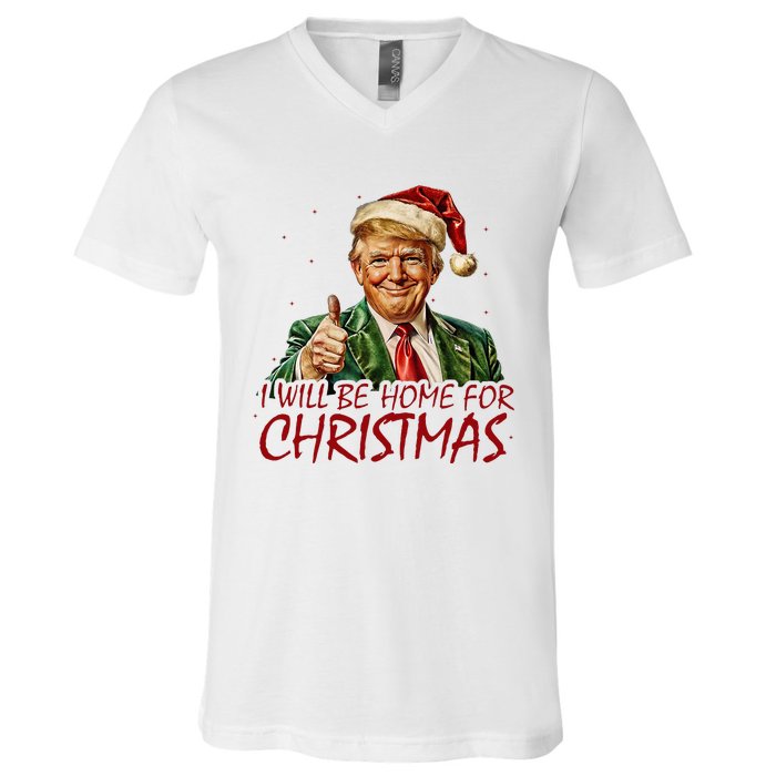 Trump I Will Be Home For Christmas V-Neck T-Shirt