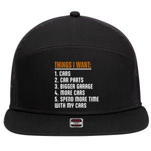 Things I Want In My Life Cars More Cars Car 7 Panel Mesh Trucker Snapback Hat