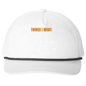 Things I Want In My Life Cars More Cars Car Snapback Five-Panel Rope Hat