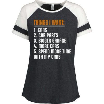 Things I Want In My Life Cars More Cars Car Enza Ladies Jersey Colorblock Tee