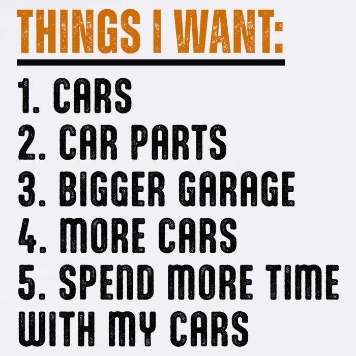 Things I Want In My Life Cars More Cars Car Tall T-Shirt