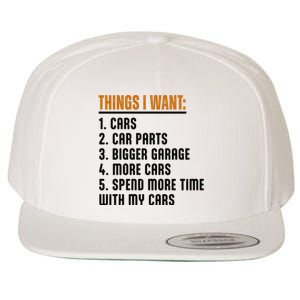 Things I Want In My Life Cars More Cars Car Wool Snapback Cap