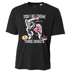 Today I Will Consume Three Donut Funny Reaper Cooling Performance Crew T-Shirt