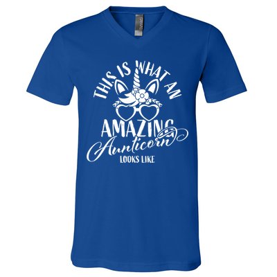This Is What An Amazing Aunticorn Looks Like Auntie Unicorn Cool Gift V-Neck T-Shirt