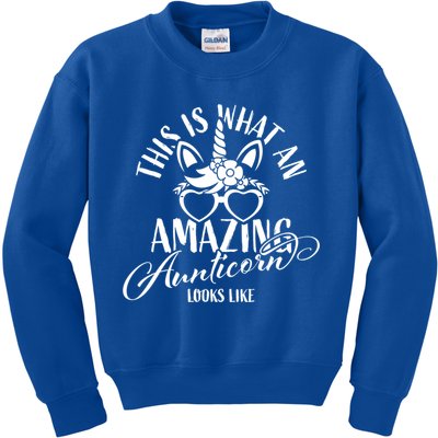 This Is What An Amazing Aunticorn Looks Like Auntie Unicorn Cool Gift Kids Sweatshirt