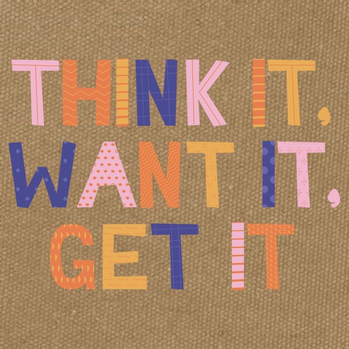 Think It Want It Get It Motivational Quote Cotton Canvas Backpack