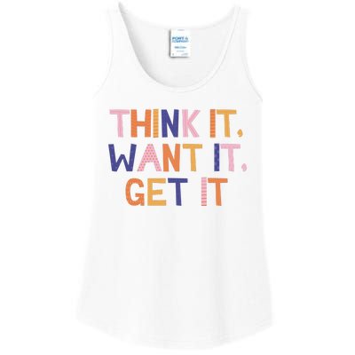 Think It Want It Get It Motivational Quote Ladies Essential Tank