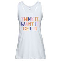 Think It Want It Get It Motivational Quote Ladies Essential Flowy Tank