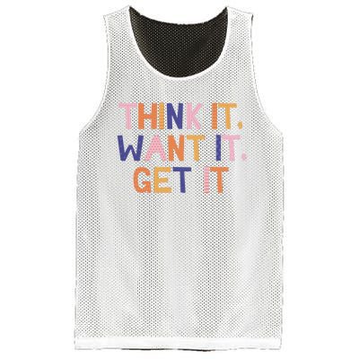 Think It Want It Get It Motivational Quote Mesh Reversible Basketball Jersey Tank