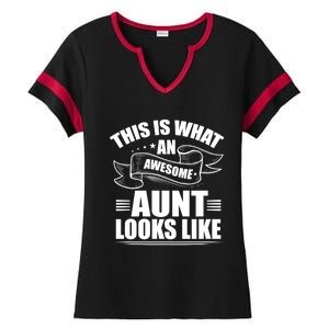 This Is What An Awesome Aunt Looks Like Auntie Niece Aunt Gift Ladies Halftime Notch Neck Tee