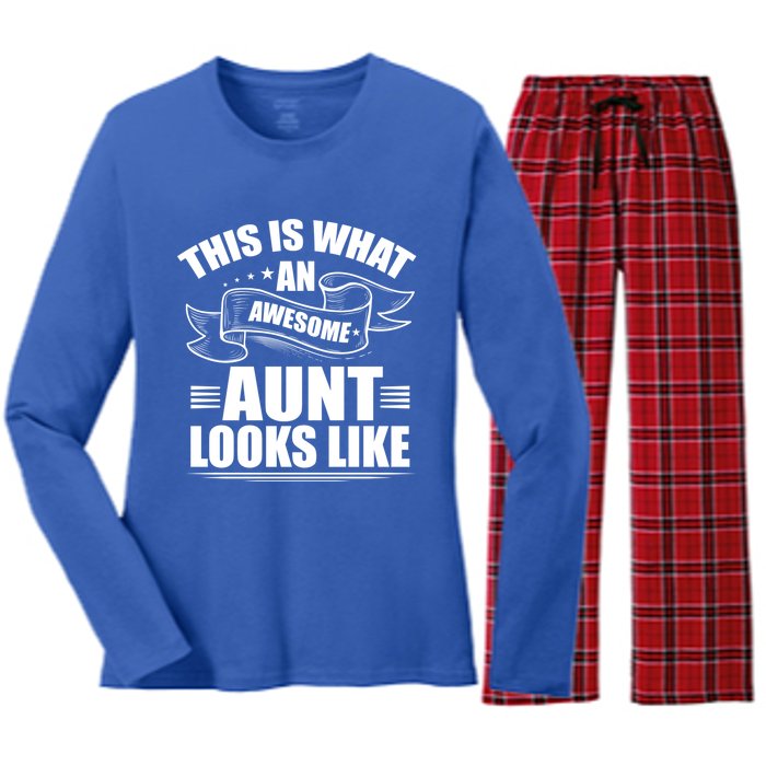 This Is What An Awesome Aunt Looks Like Auntie Niece Aunt Gift Women's Long Sleeve Flannel Pajama Set 