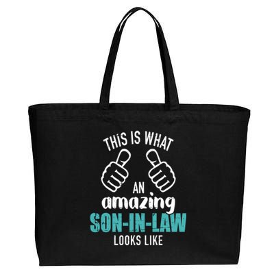 This Is What An Amazing Son In Law Looks Like Cotton Canvas Jumbo Tote